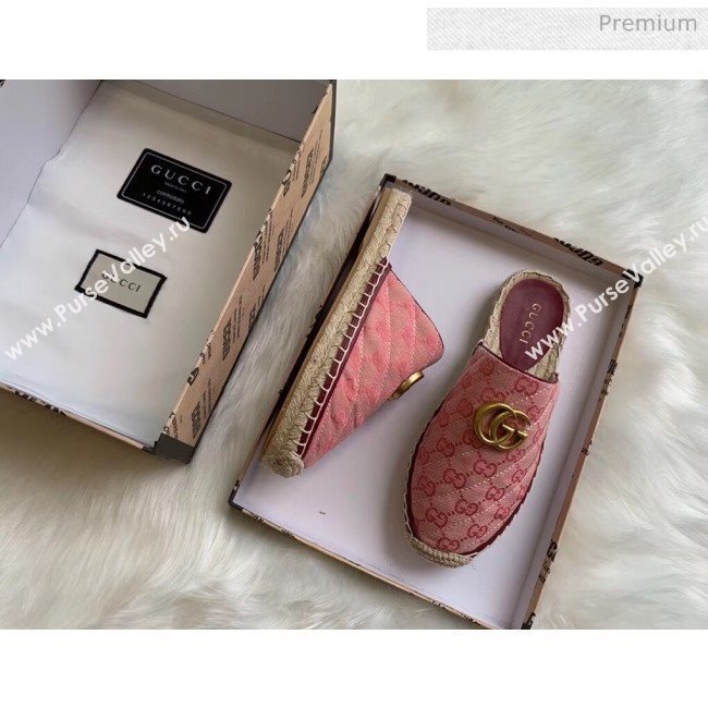 Gucci GG Matelassé Canvas Espadrille Slipper Pink 2020 (HB-20041418)