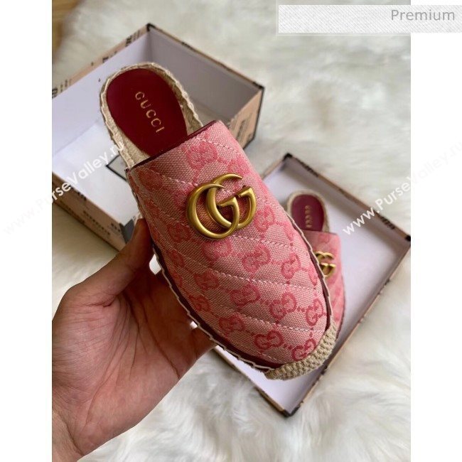 Gucci GG Matelassé Canvas Espadrille Slipper Pink 2020 (HB-20041418)