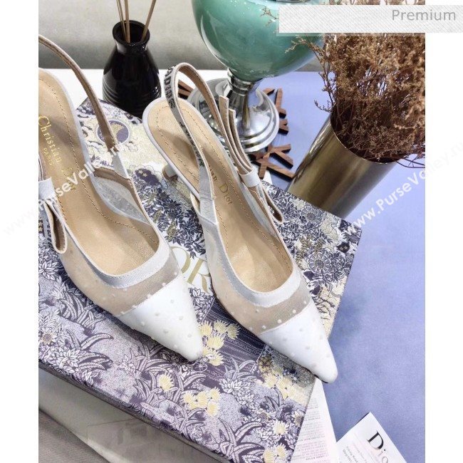 Dior JAdior Slingback Plumetis Pump With 6.5cm Heel White 2020 (JC-20041822)