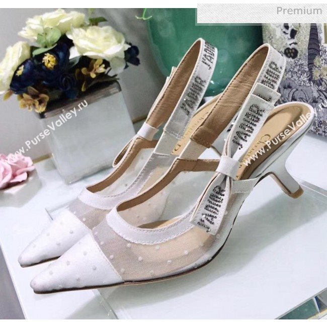 Dior JAdior Slingback Plumetis Pump With 6.5cm Heel White 2020 (JC-20041822)