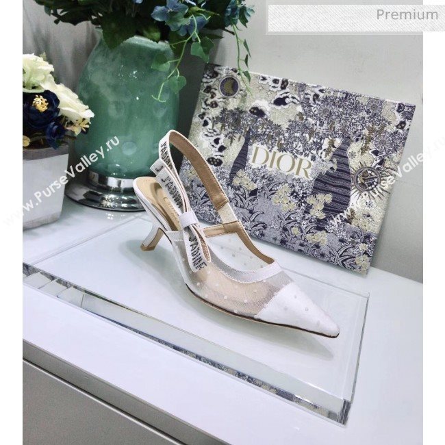 Dior JAdior Slingback Plumetis Pump With 6.5cm Heel White 2020 (JC-20041822)