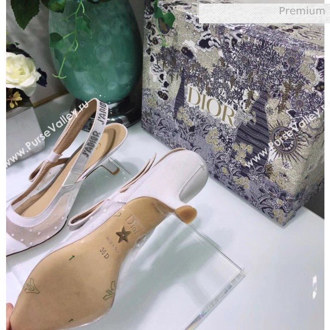 Dior JAdior Slingback Plumetis Pump With 6.5cm Heel White 2020 (JC-20041822)