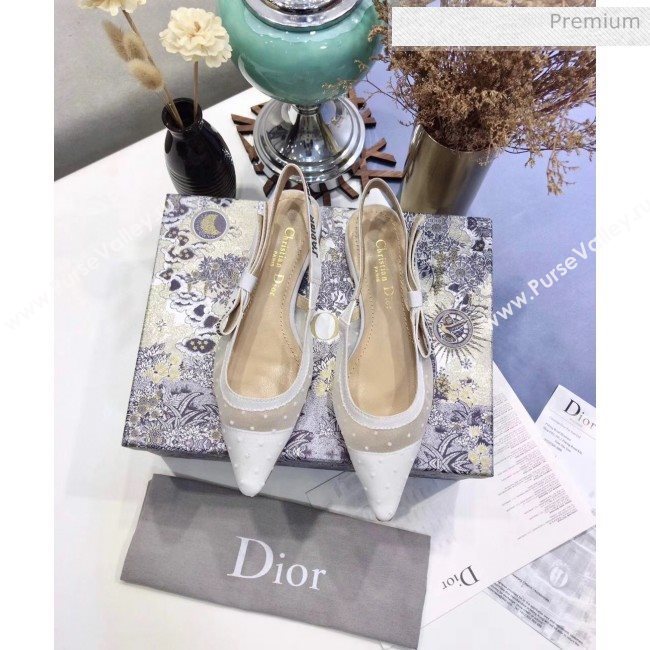 Dior JAdior Slingback Plumetis Pump With 6.5cm Heel White 2020 (JC-20041822)
