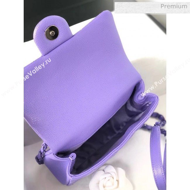 Chanel Grained Calfskin &amp; Lacquered Metal Flap Bag AS1784 Purple 2020 (YD-20041742)