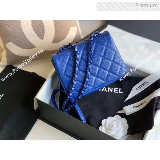 Chanel Grained Calfskin &amp; Lacquered Metal Flap Bag AS1784 Blue 2020 (JY-20041740)