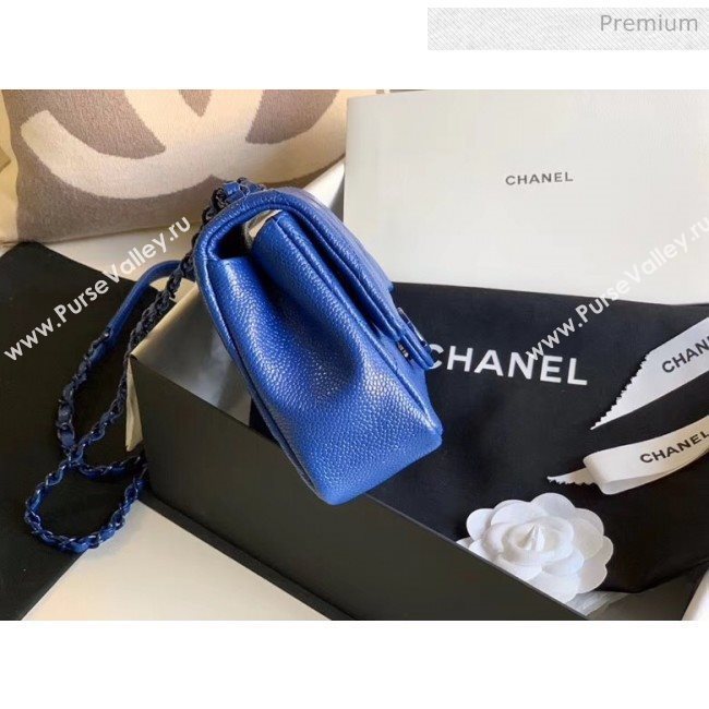 Chanel Grained Calfskin &amp; Lacquered Metal Flap Bag AS1784 Blue 2020 (JY-20041740)