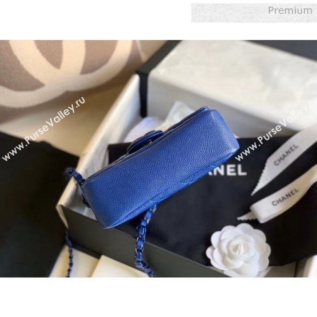 Chanel Grained Calfskin &amp; Lacquered Metal Flap Bag AS1784 Blue 2020 (JY-20041740)