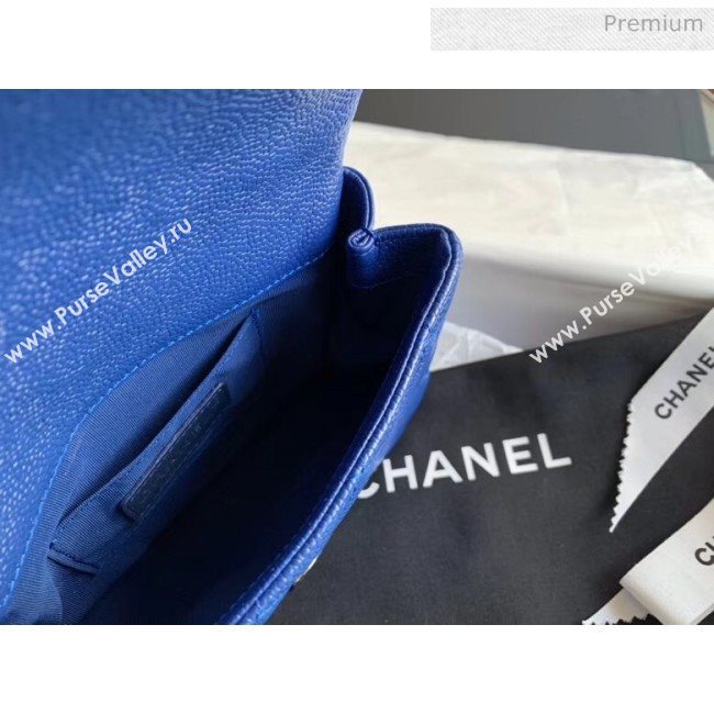 Chanel Grained Calfskin &amp; Lacquered Metal Flap Bag AS1784 Blue 2020 (JY-20041740)