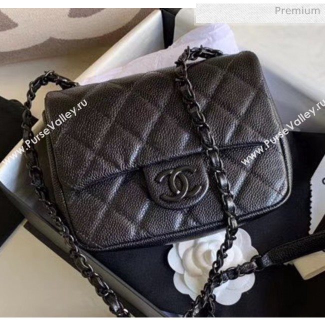 Chanel Grained Calfskin &amp; Lacquered Metal Flap Bag AS1784 Black 2020 (JY-20041741)