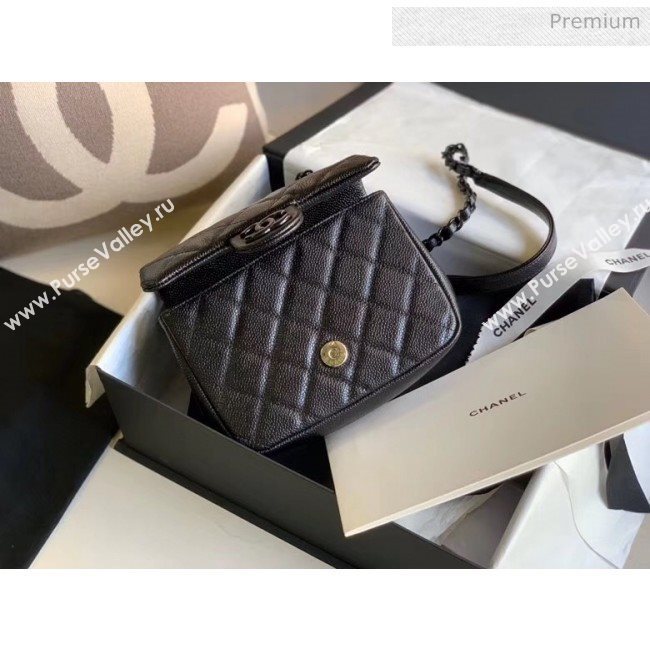 Chanel Grained Calfskin &amp; Lacquered Metal Flap Bag AS1784 Black 2020 (JY-20041741)