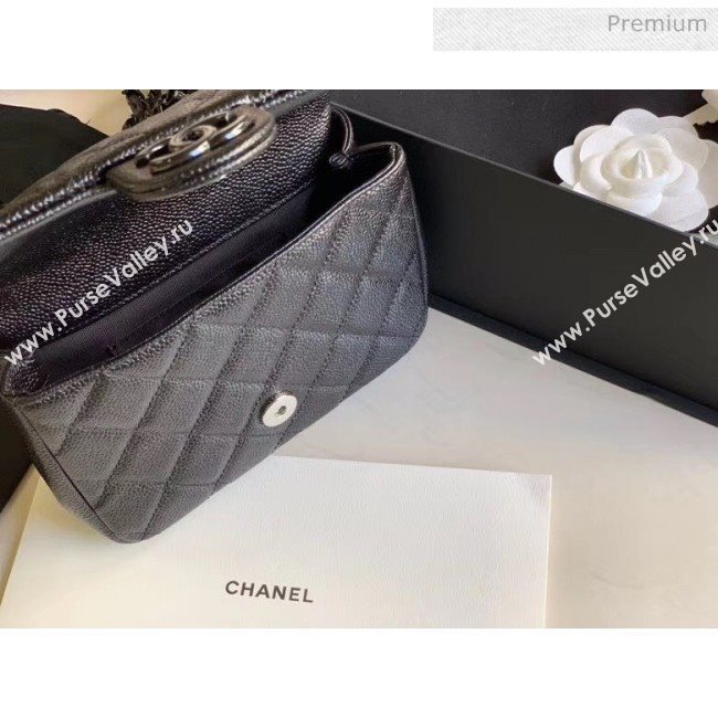 Chanel Grained Calfskin &amp; Lacquered Metal Flap Bag AS1784 Black 2020 (JY-20041741)