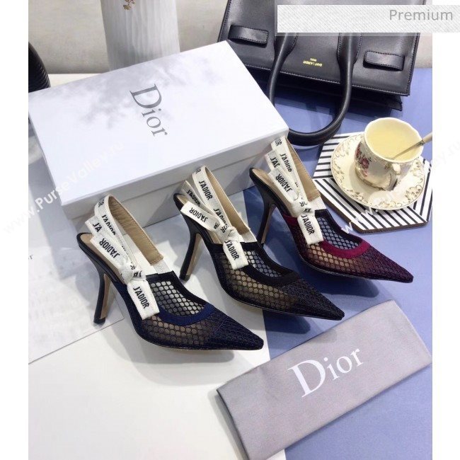 Dior JAdior Slingback Fishnet Ballerian Flat Blue 2020 (JC-20041808)
