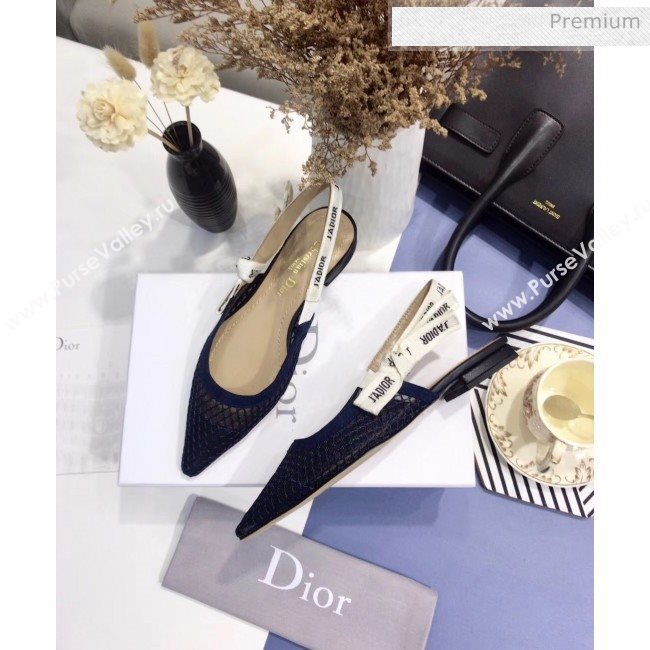Dior JAdior Slingback Fishnet Ballerian Flat Blue 2020 (JC-20041808)