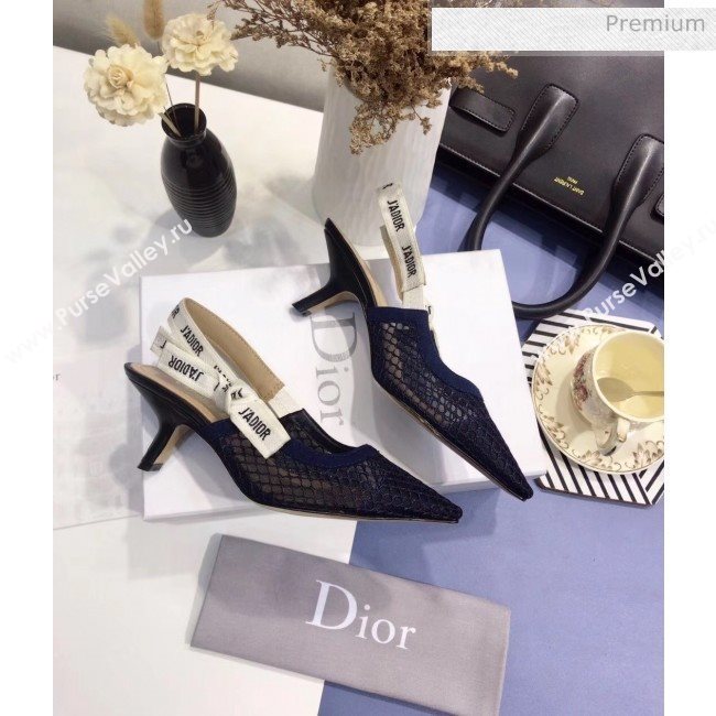 Dior JAdior Slingback Fishnet Pump With 6.5cm Heel Blue 2020 (JC-20041810)