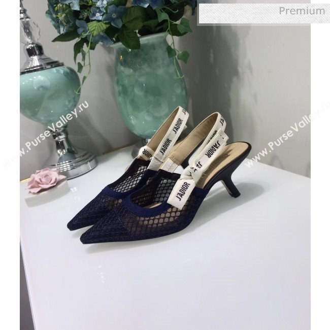 Dior JAdior Slingback Fishnet Pump With 6.5cm Heel Blue 2020 (JC-20041810)