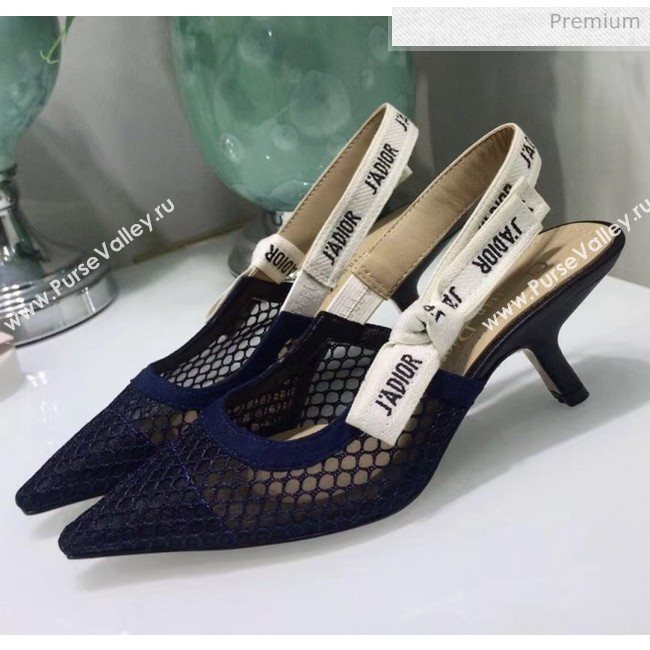 Dior JAdior Slingback Fishnet Pump With 6.5cm Heel Blue 2020 (JC-20041810)