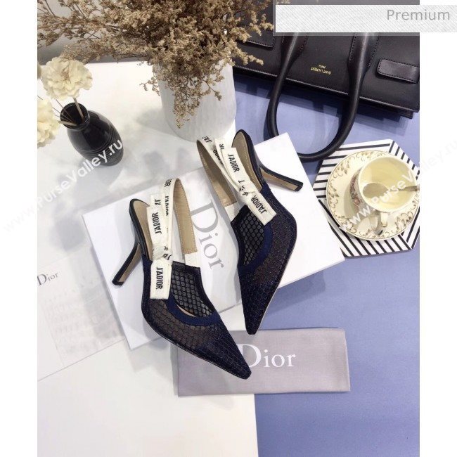 Dior JAdior Slingback Fishnet Pump With 9.5cm Heel Blue 2020 (JC-20041809)