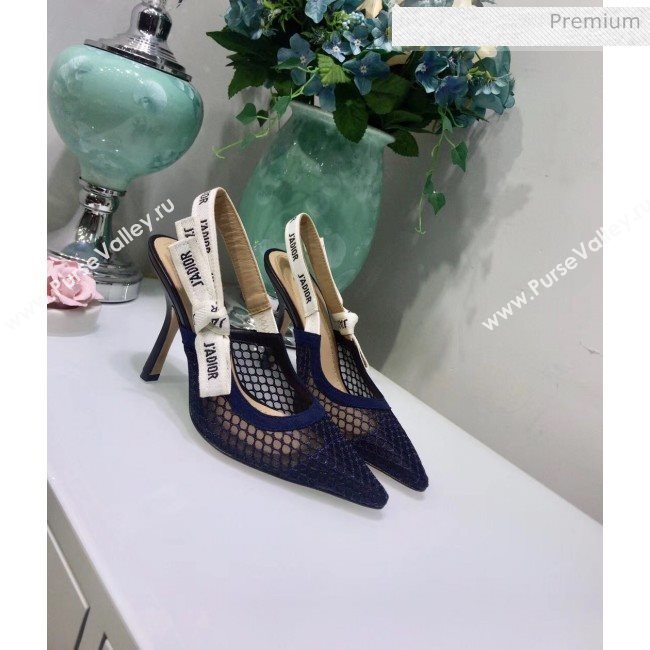 Dior JAdior Slingback Fishnet Pump With 9.5cm Heel Blue 2020 (JC-20041809)