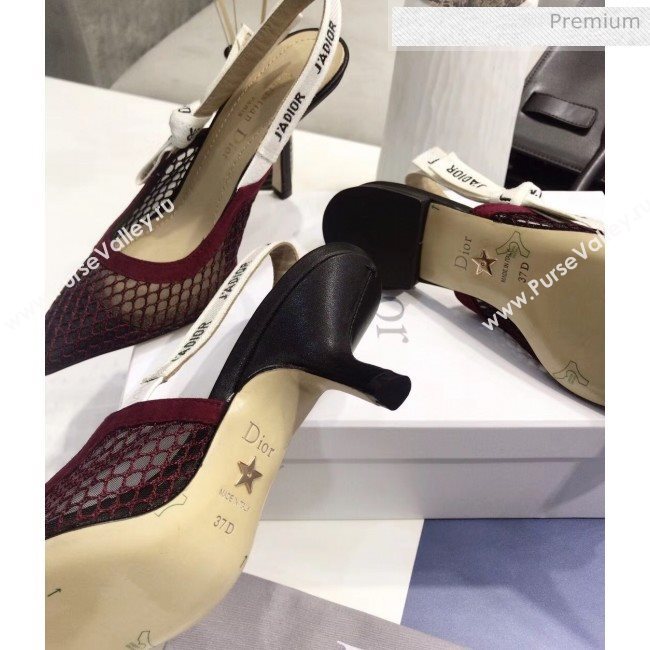 Dior JAdior Slingback Fishnet Pump With 6.5cm Heel Burgundy 2020 (JC-20041812)