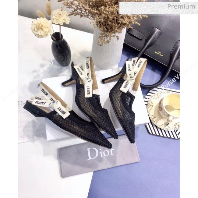 Dior JAdior Slingback Fishnet Pump With 9.5cm Heel Black 2020 (JC-20041816)