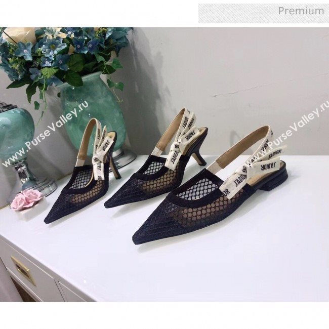 Dior JAdior Slingback Fishnet Balllerina Flat Black 2020 (JC-20041814)