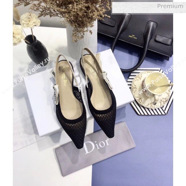 Dior JAdior Slingback Fishnet Balllerina Flat Black 2020 (JC-20041814)