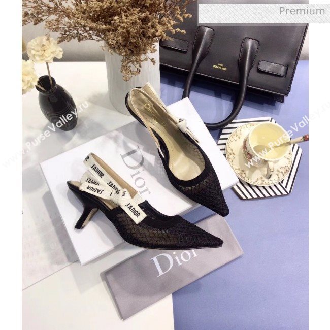 Dior JAdior Slingback Fishnet Pump With 6.5cm Heel Black 2020 (JC-20041815)
