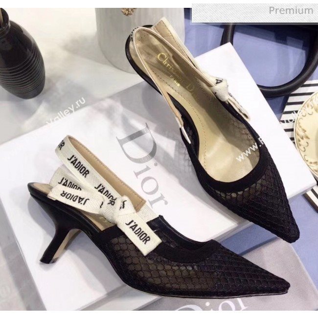 Dior JAdior Slingback Fishnet Pump With 6.5cm Heel Black 2020 (JC-20041815)