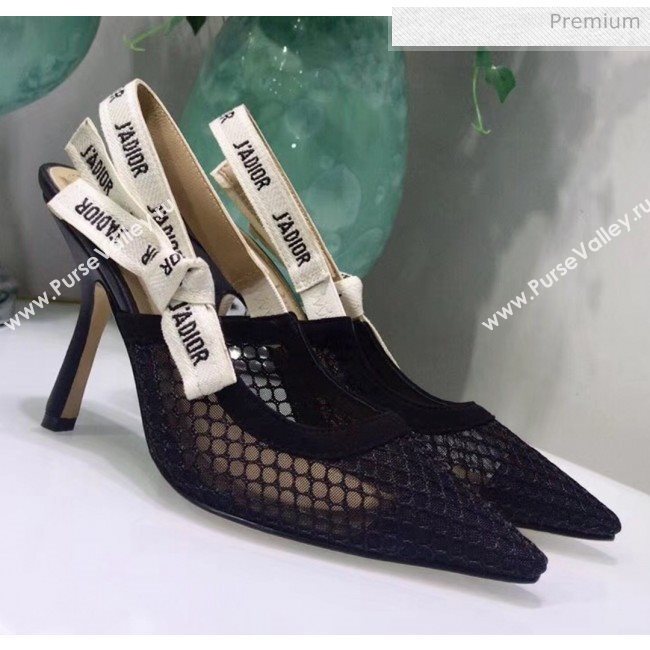 Dior JAdior Slingback Fishnet Pump With 9.5cm Heel Black 2020 (JC-20041816)