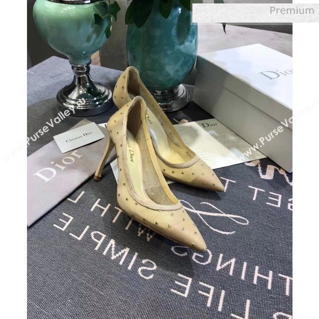 Dior Jadior D-Moi Point Heel 95mm Pump in Dotted Mesh Beige 2019 (JC-20041807)