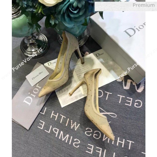 Dior Jadior D-Moi Point Heel 95mm Pump in Dotted Mesh Beige 2019 (JC-20041807)