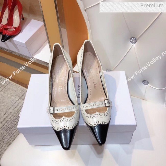 Dior Spectadior Strap Pumps in Perforated Leather Black/White 2020 (SY-20041805)