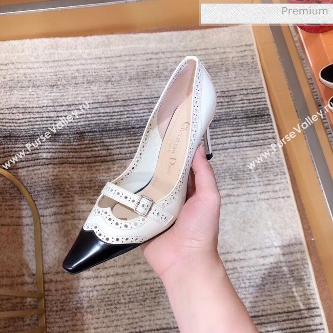 Dior Spectadior Strap Pumps in Perforated Leather Black/White 2020 (SY-20041805)
