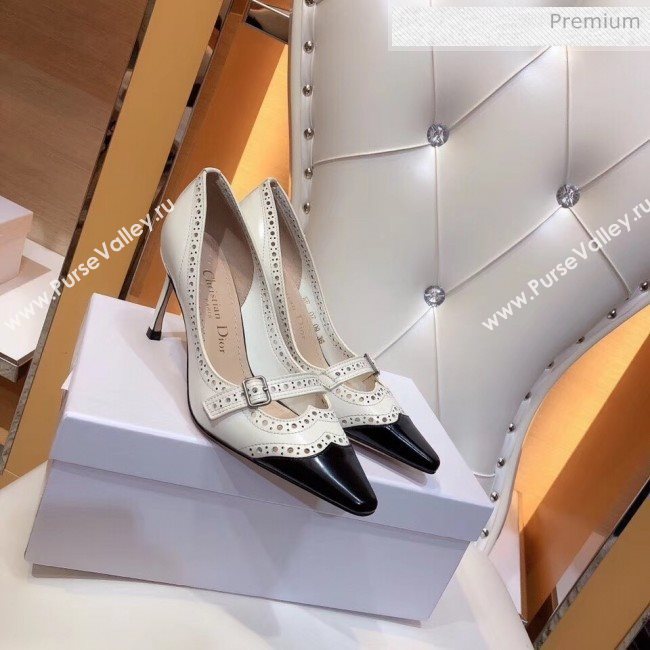 Dior Spectadior Strap Pumps in Perforated Leather Black/White 2020 (SY-20041805)