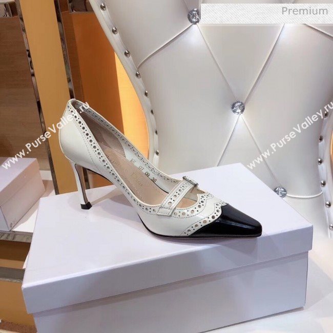Dior Spectadior Strap Pumps in Perforated Leather Black/White 2020 (SY-20041805)