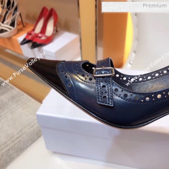 Dior Spectadior Strap Pumps in Perforated Leather Black/Blue 2020 (SY-20041804)