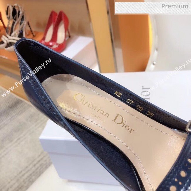 Dior Spectadior Strap Pumps in Perforated Leather Black/Blue 2020 (SY-20041804)