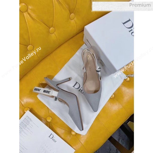 Dior JAdior Slingback Pumps in Technical Fabric Grey 9.5cm Heel 2020  (BLD-20041803)