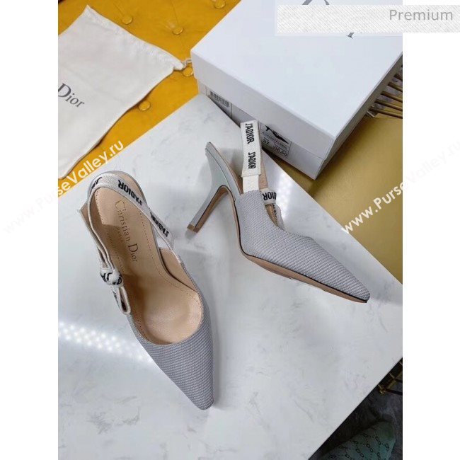 Dior JAdior Slingback Pumps in Technical Fabric Grey 9.5cm Heel 2020  (BLD-20041803)