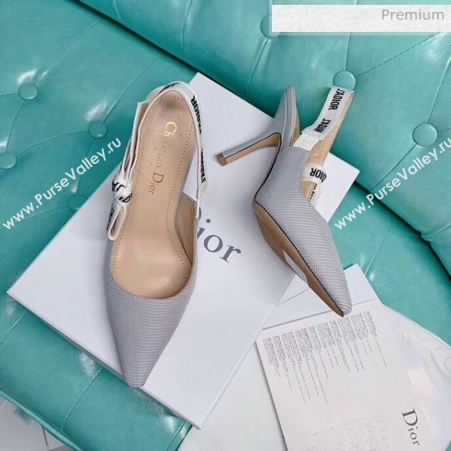 Dior JAdior Slingback Pumps in Technical Fabric Grey 9.5cm Heel 2020  (BLD-20041803)