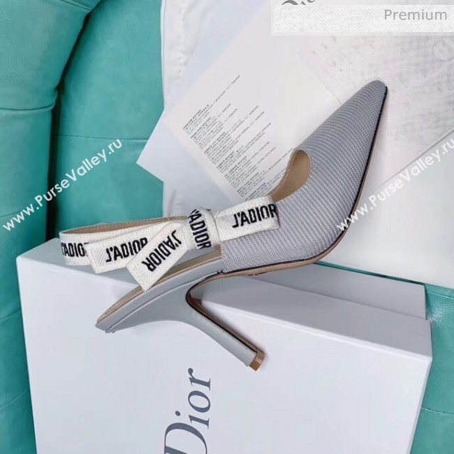 Dior JAdior Slingback Pumps in Technical Fabric Grey 9.5cm Heel 2020  (BLD-20041803)