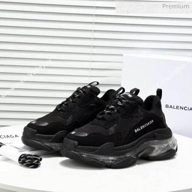 Balenciaga Triple S Clear Outsole Sneakers Black Black 2019 (HZ-20041703)