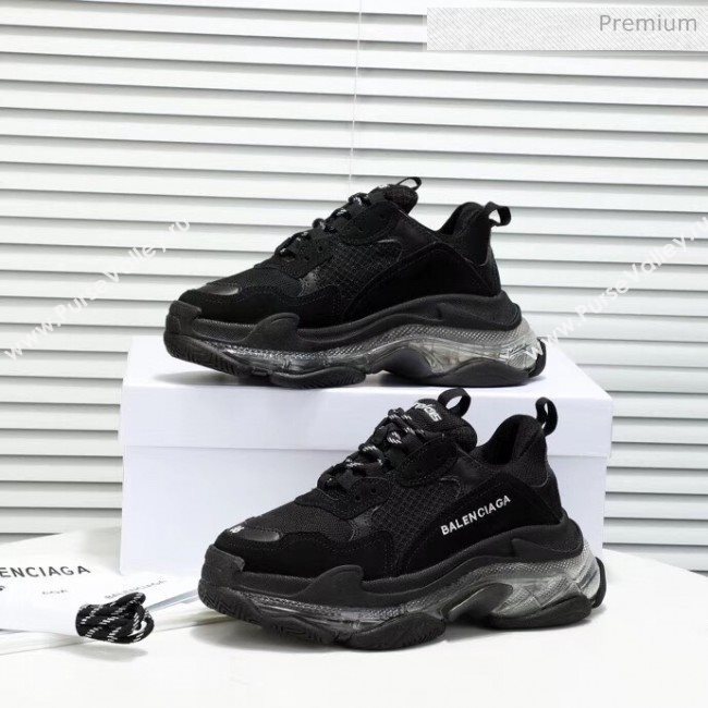 Balenciaga Triple S Clear Outsole Sneakers Black Black 2019 (HZ-20041703)