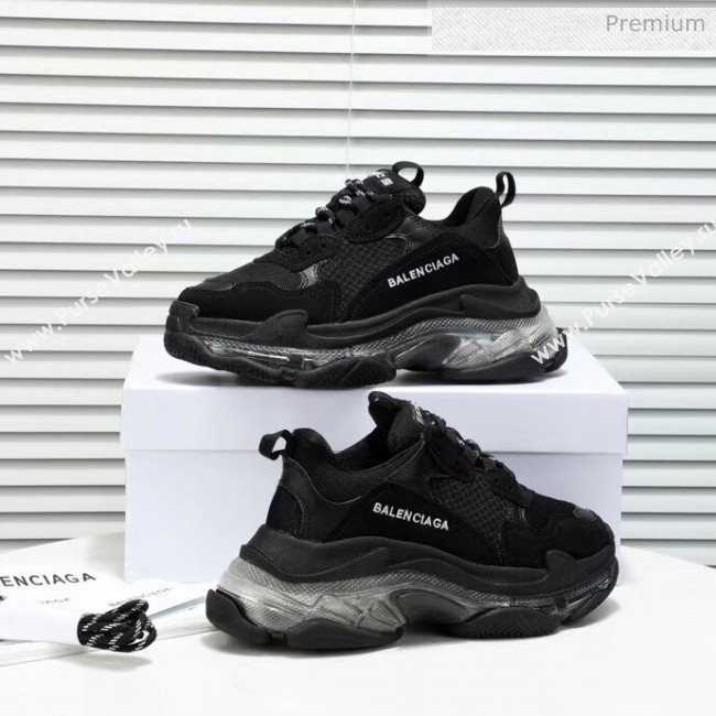 Balenciaga Triple S Clear Outsole Sneakers Black Black 2019 (HZ-20041703)