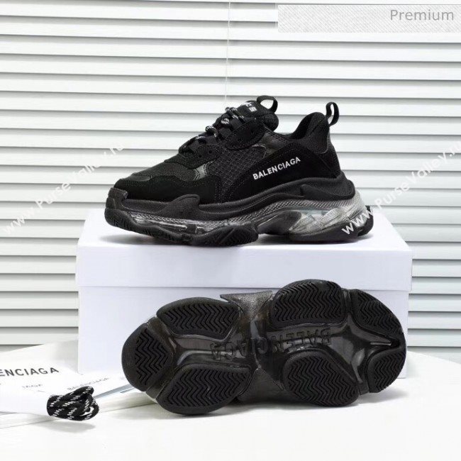 Balenciaga Triple S Clear Outsole Sneakers Black Black 2019 (HZ-20041703)