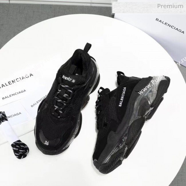 Balenciaga Triple S Clear Outsole Sneakers Black Black 2019 (HZ-20041703)