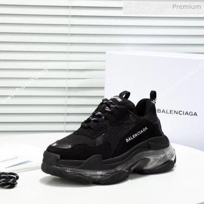 Balenciaga Triple S Clear Outsole Sneakers Black Black 2019 (HZ-20041703)