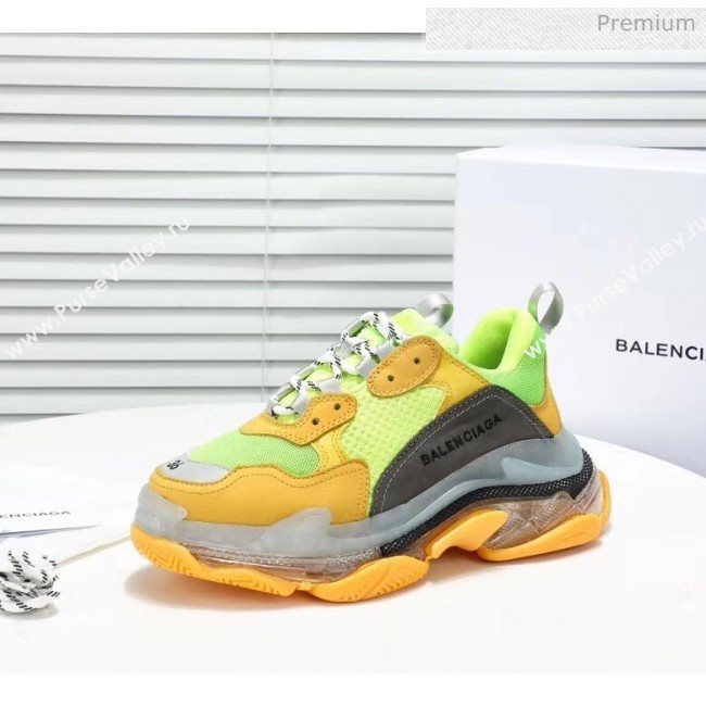 Balenciaga Triple S Clear Outsole Sneakers Yellow/Green/Grey 2019 (HZ-20041704)