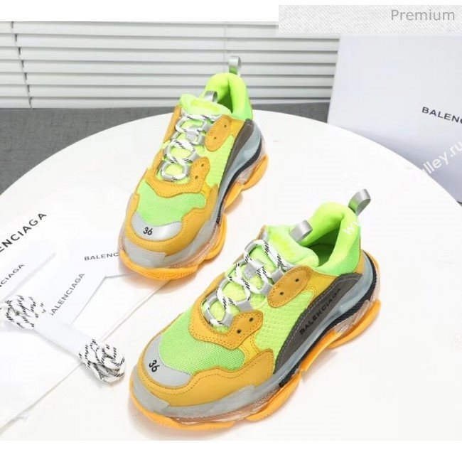 Balenciaga Triple S Clear Outsole Sneakers Yellow/Green/Grey 2019 (HZ-20041704)