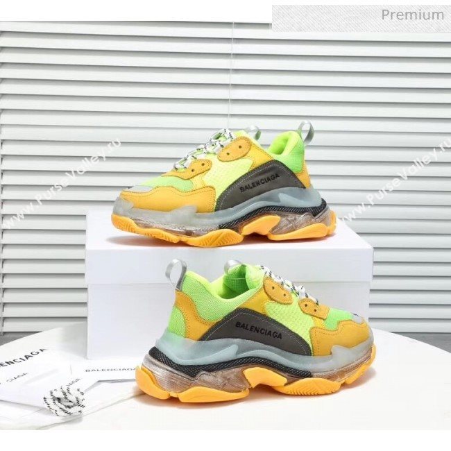Balenciaga Triple S Clear Outsole Sneakers Yellow/Green/Grey 2019 (HZ-20041704)